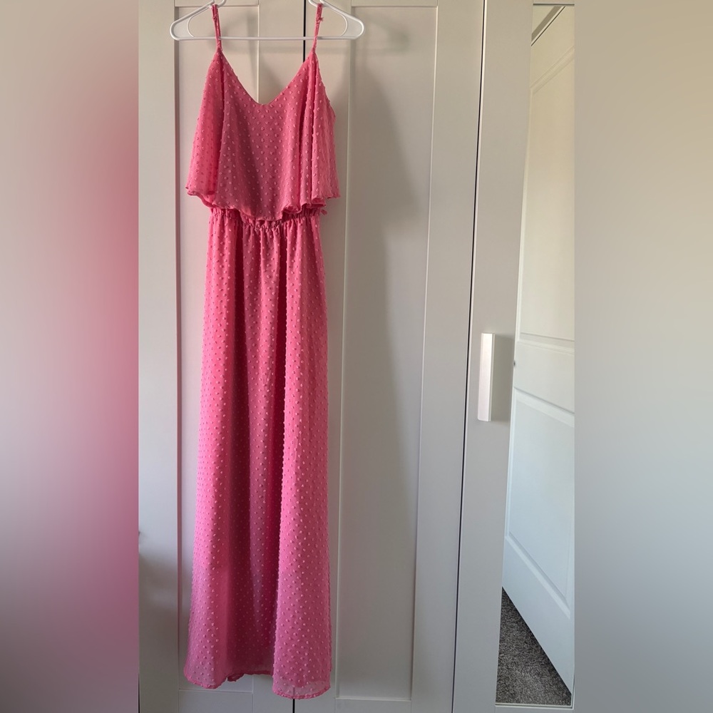 Women’s Pink Draped Flare Maxi Dress Size M